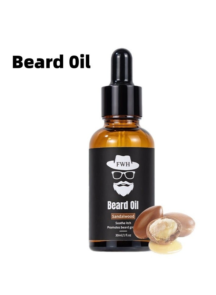 30ml Men's Beard Care Oil - Cross-border Nourishing Essence, Strengthens Beard Roots, Softens and Smooths Style, Special Nutrient Solution for Facial Hair - Image 1